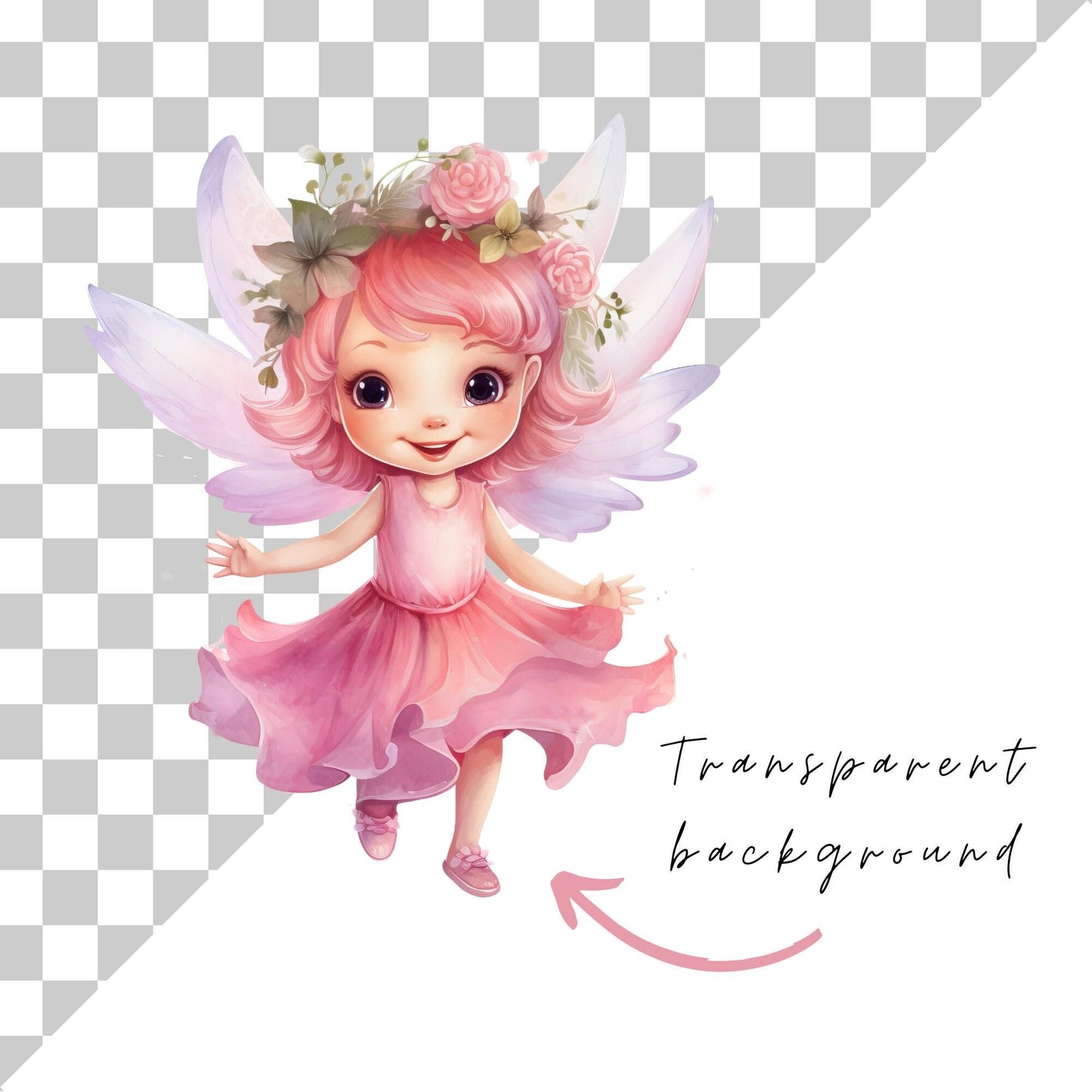 Watercolor Fairy Garden Clipart