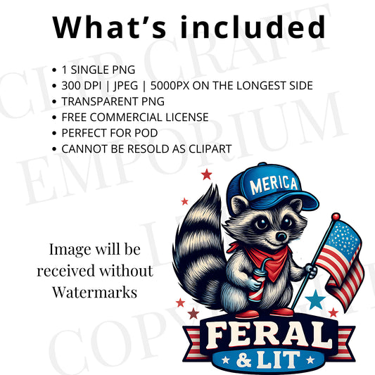 a poster with a raccoon holding an american flag