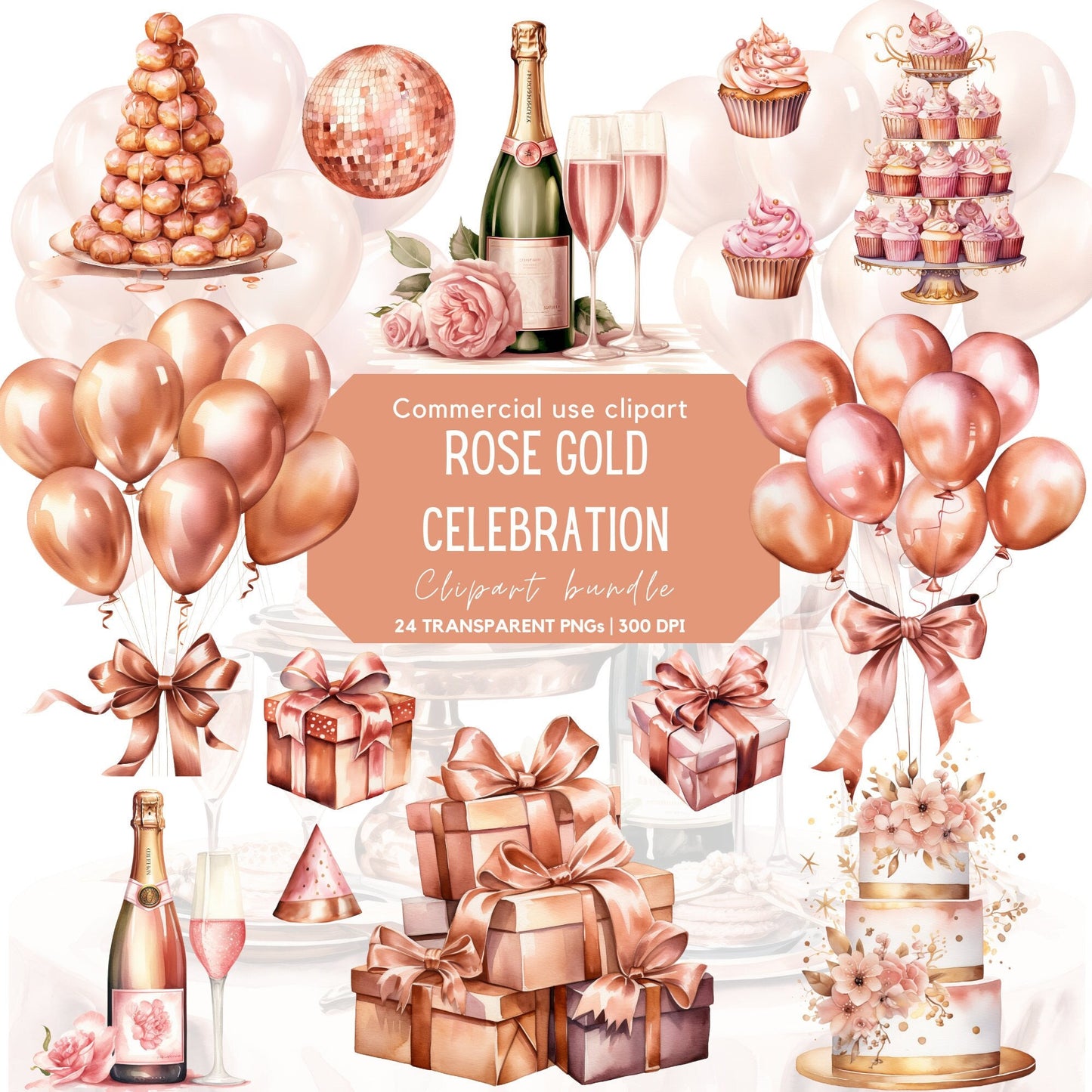 Rose Gold Celebration Clipart