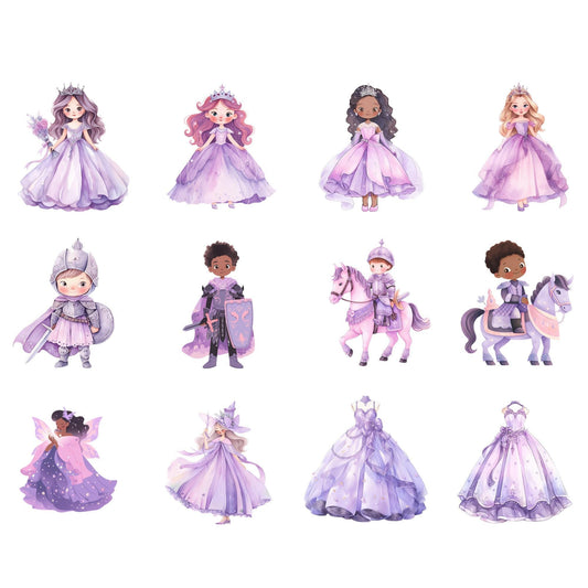 Watercolor Purple Fairytale Princess Clipart
