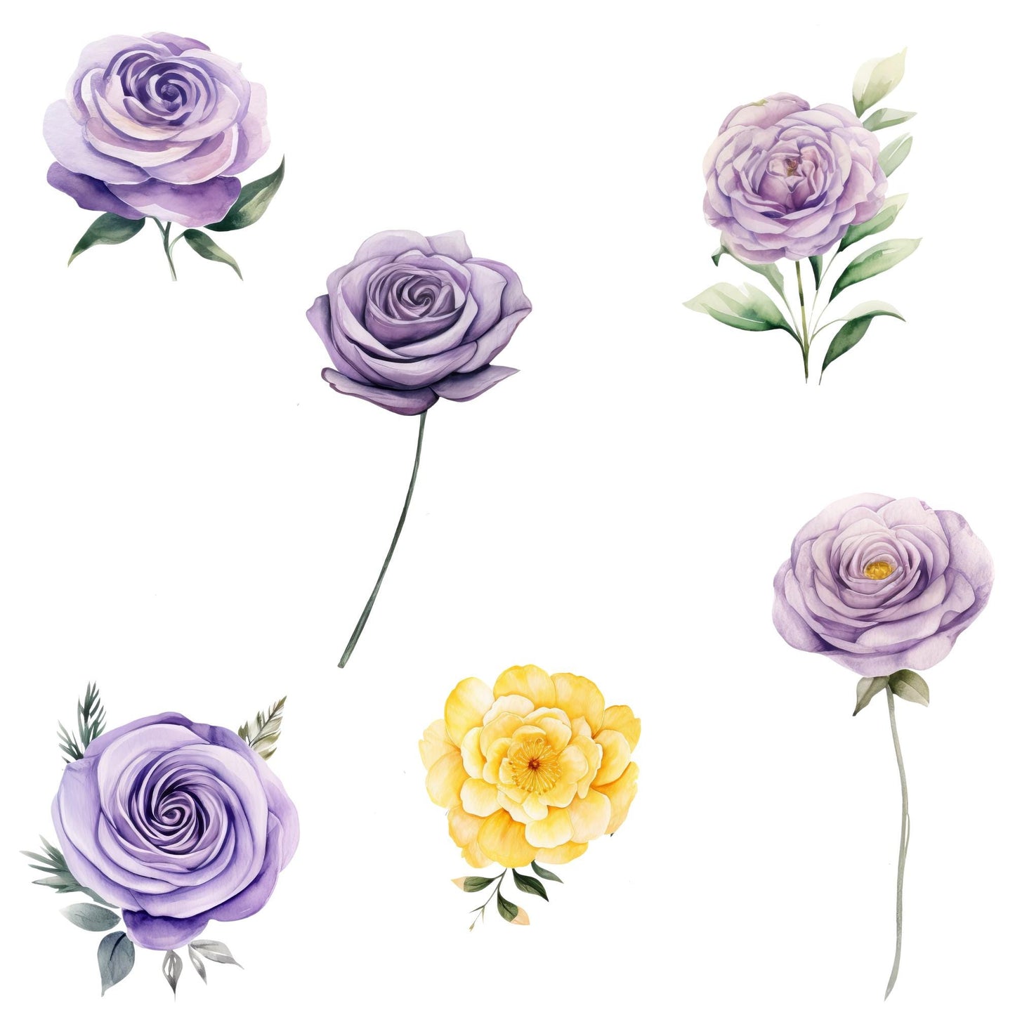 Pastel Purple and Yellow Wedding Flowers Clipart