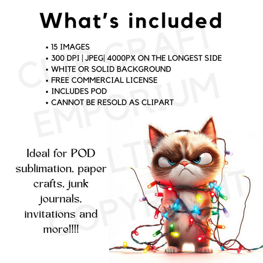 15 Quirky Christmas Cat Clipart