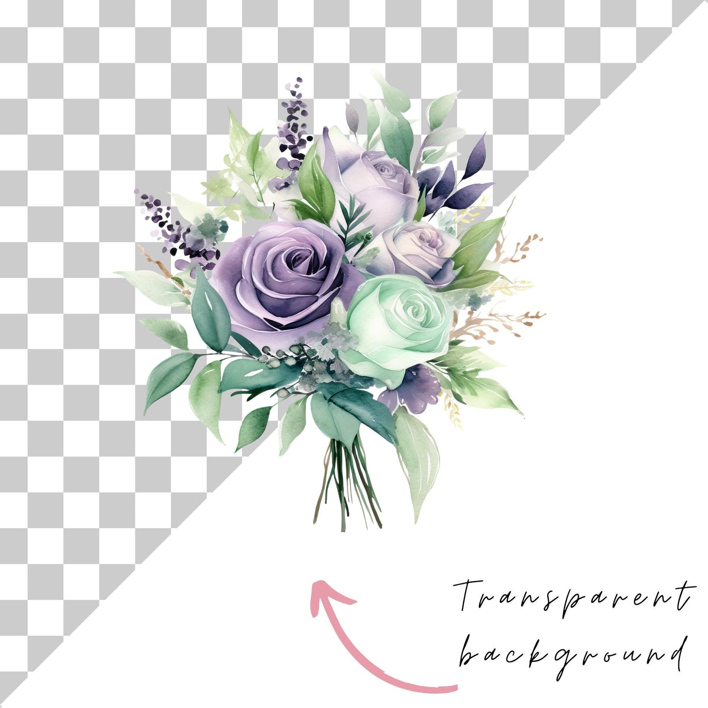 Purple and Mint Green Floral Clipart