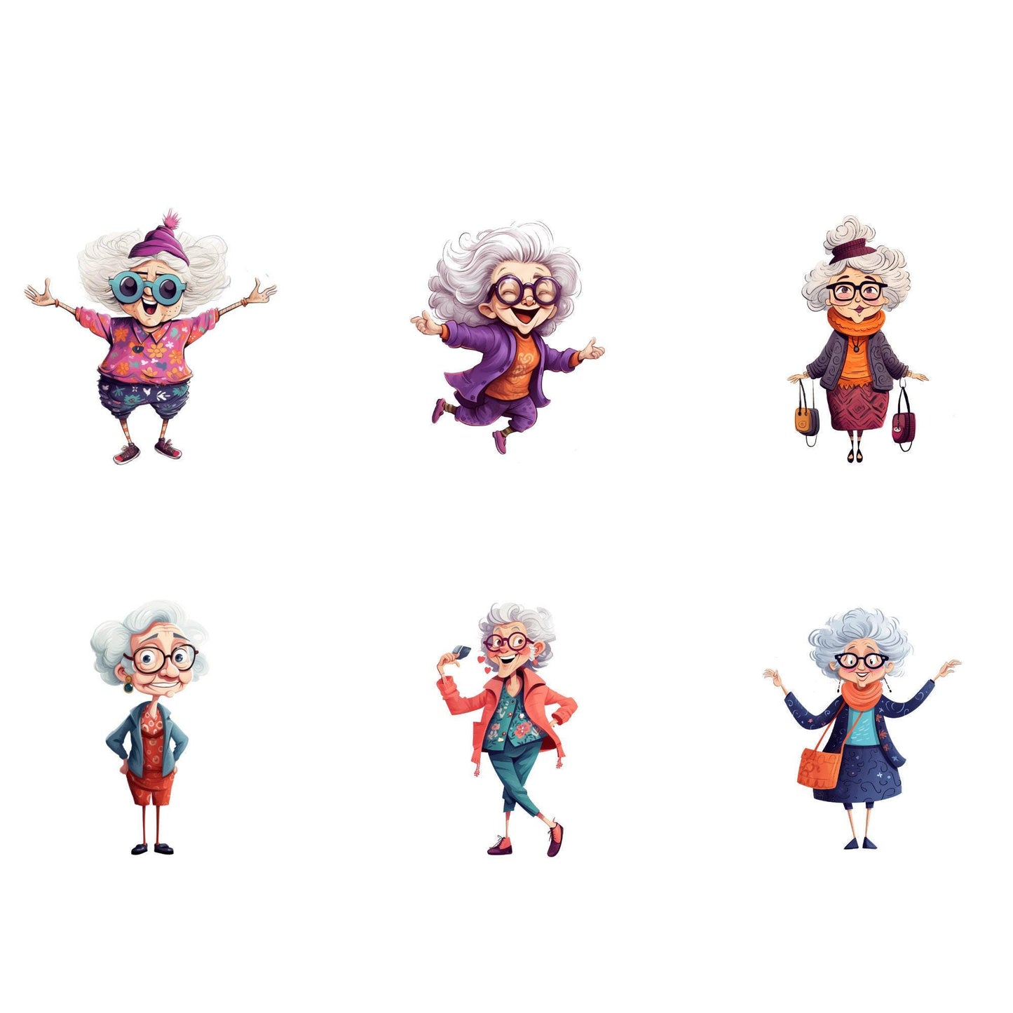 Quirky Old Ladies Clipart