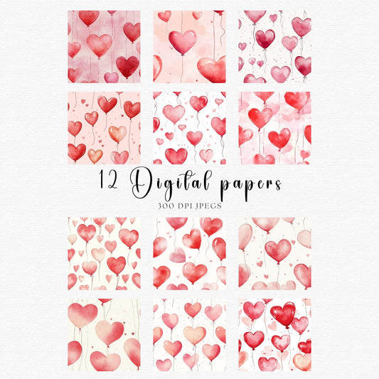 Valentines Heart Balloon Seamless Pattern