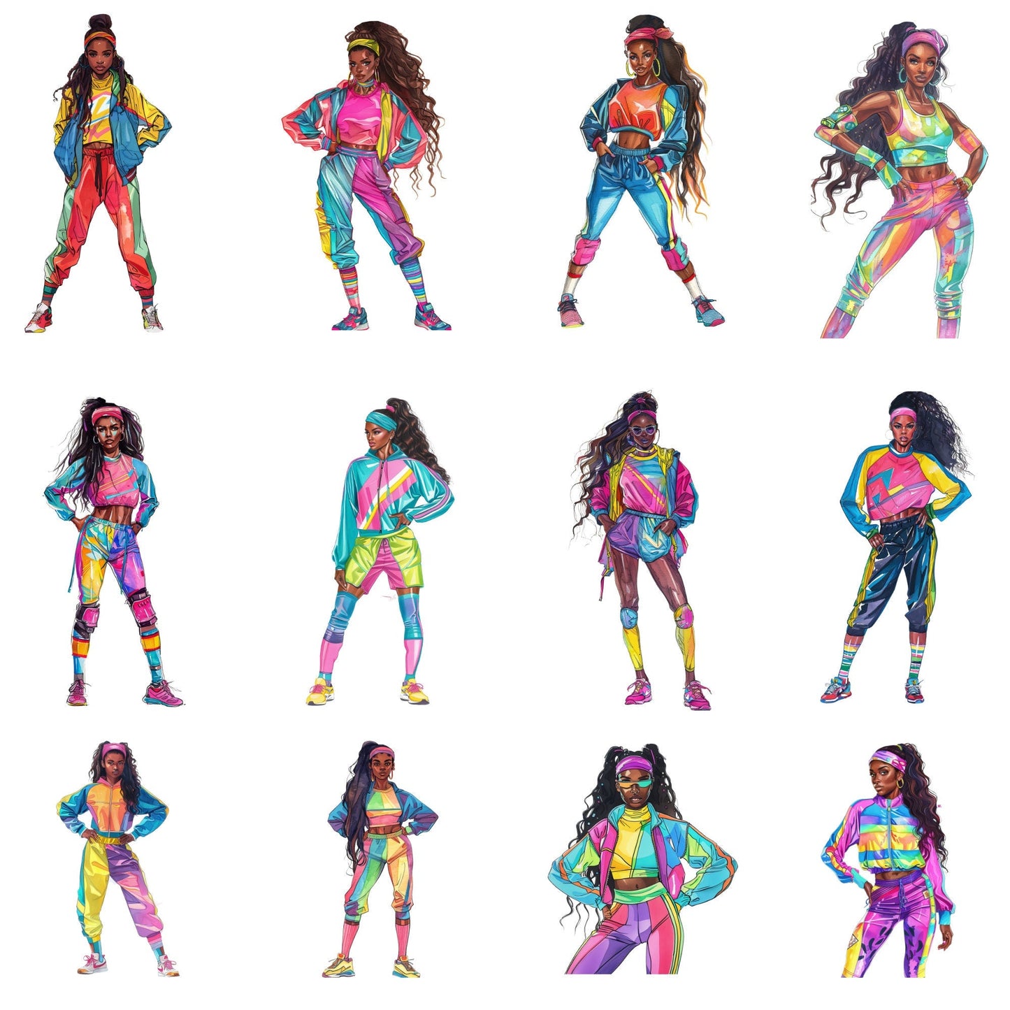 80s Workout Girl Clipart