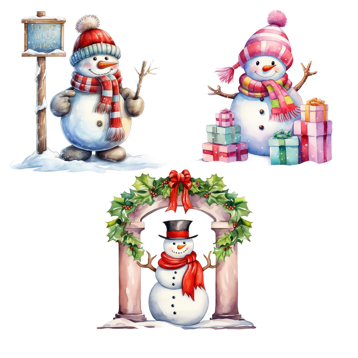 Watercolor Snowman Clipart