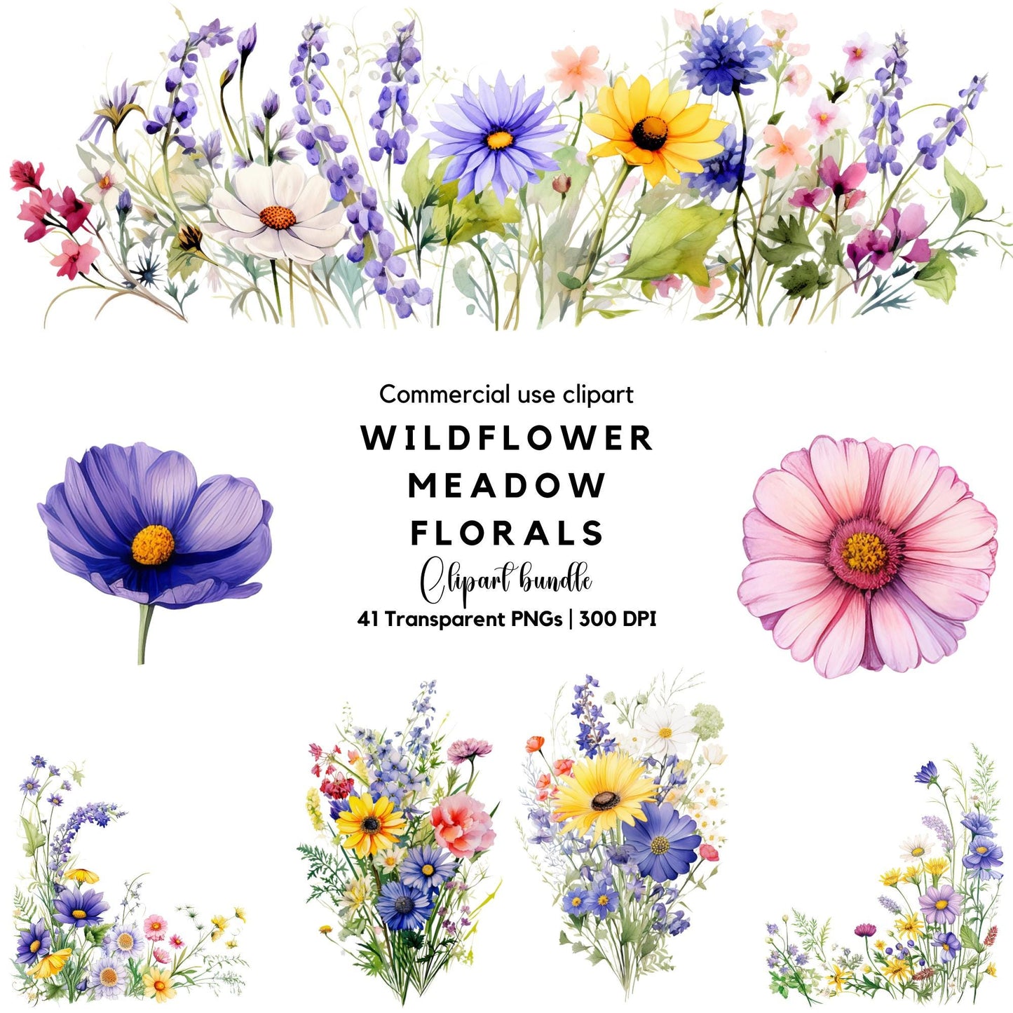 Wildflower Meadow Floral Clipart
