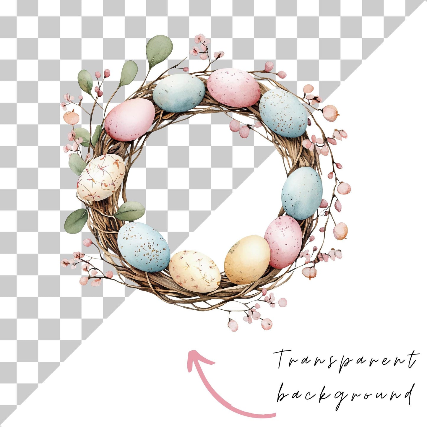 Easter Wreath Clipart Single