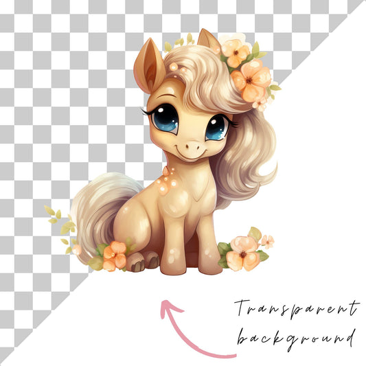 Watercolor Cute Pony Clipart