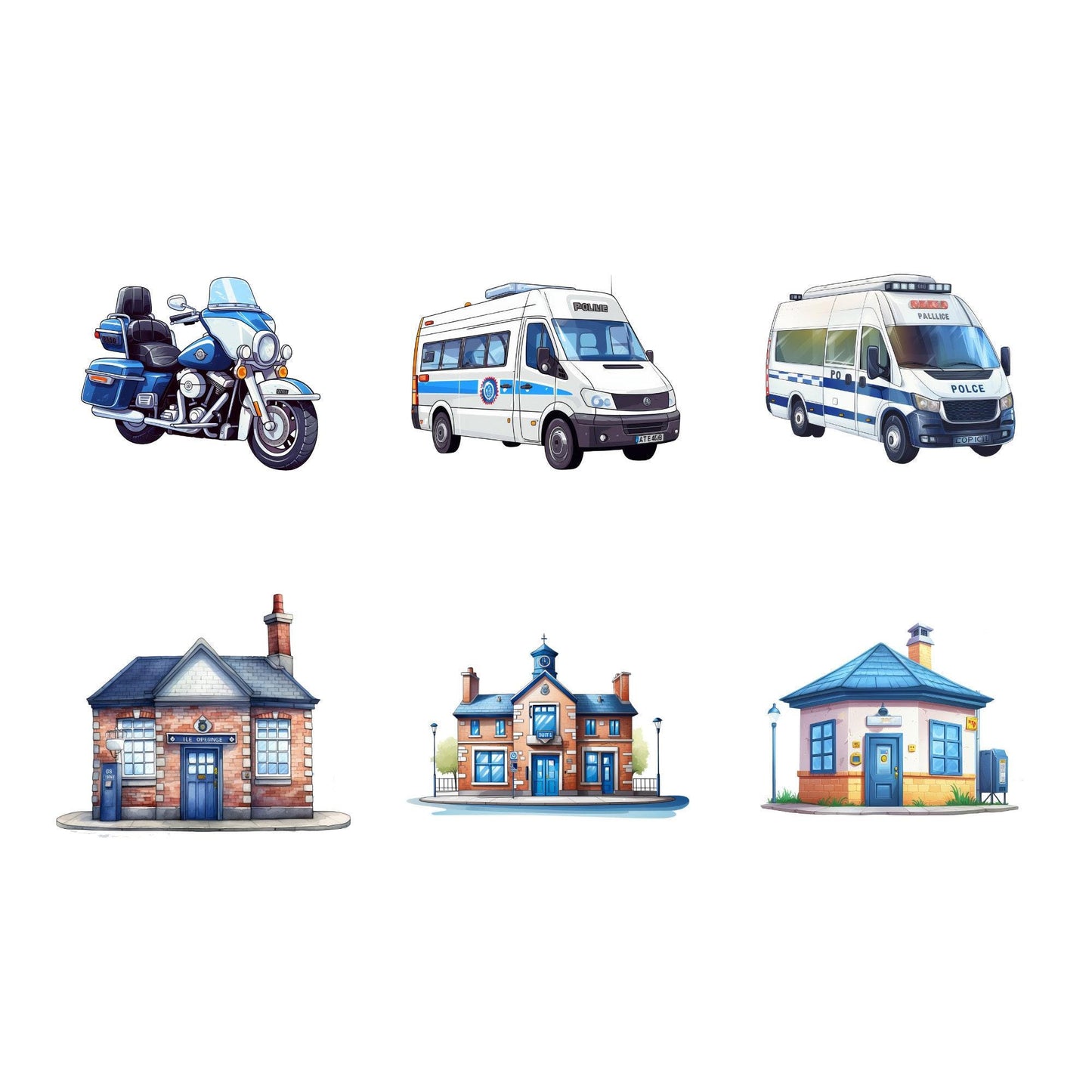 Watercolor Police Clipart