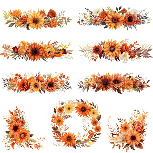 Clipart floral de terracota