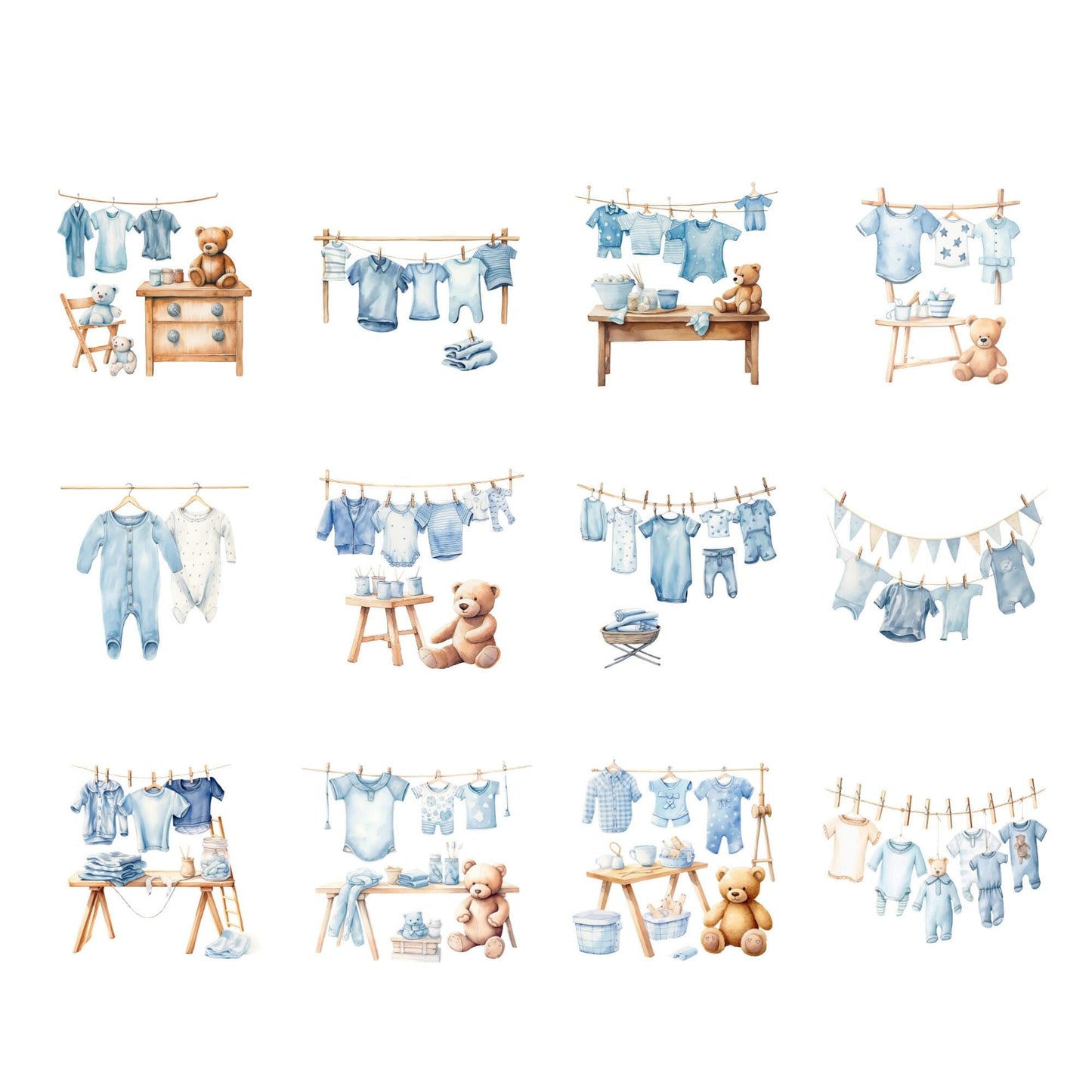 Watercolor Baby Clothes Line