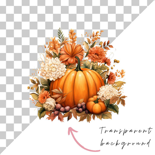 Clipart de ramo de calabazas en acuarela