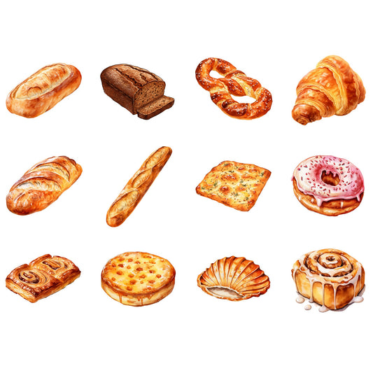 Watercolor Bakery around the world Clipart