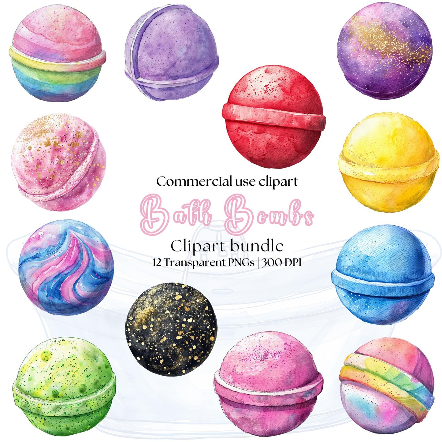 Watercolor Bath Bomb Clipart