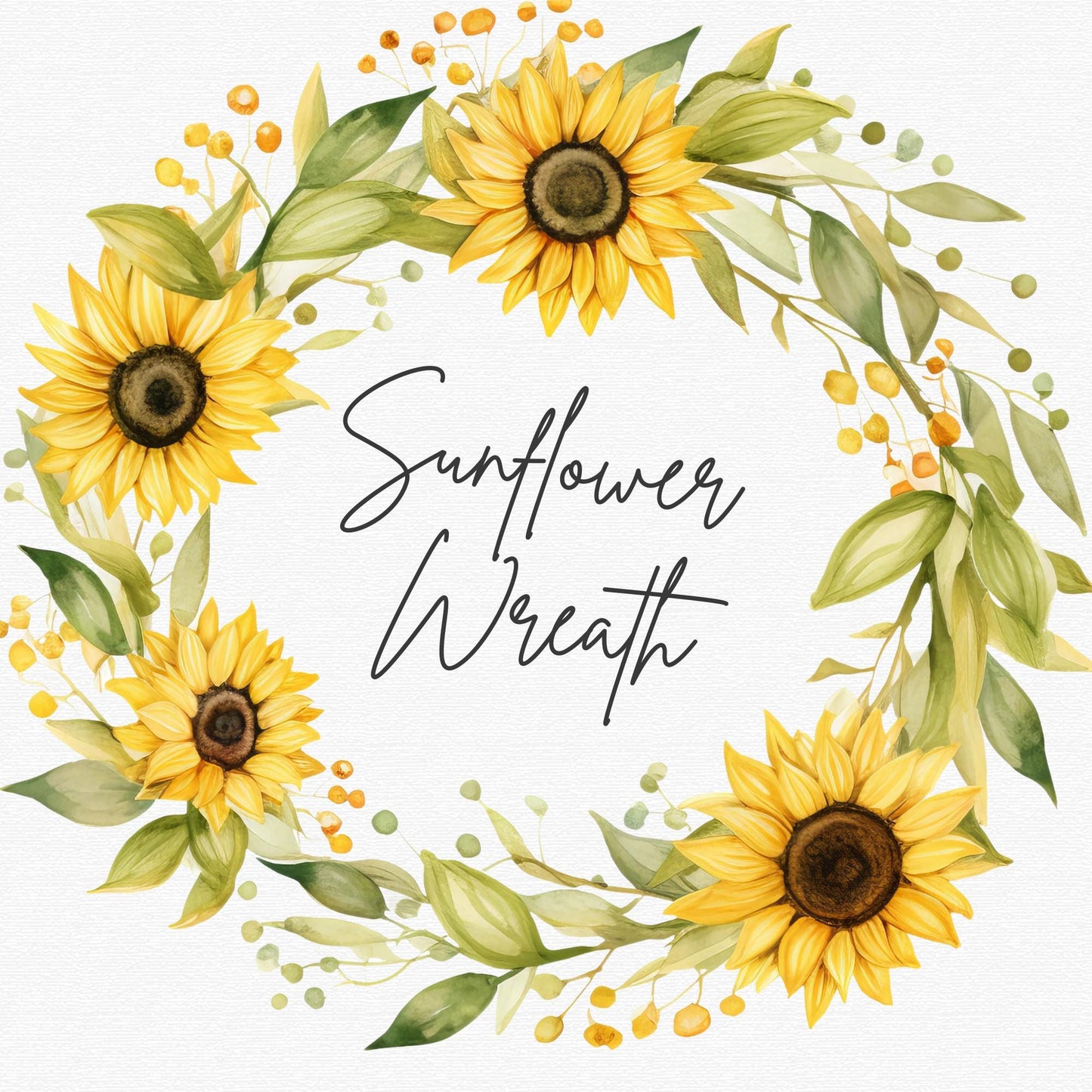 Sunflower Wreath Clipart Single