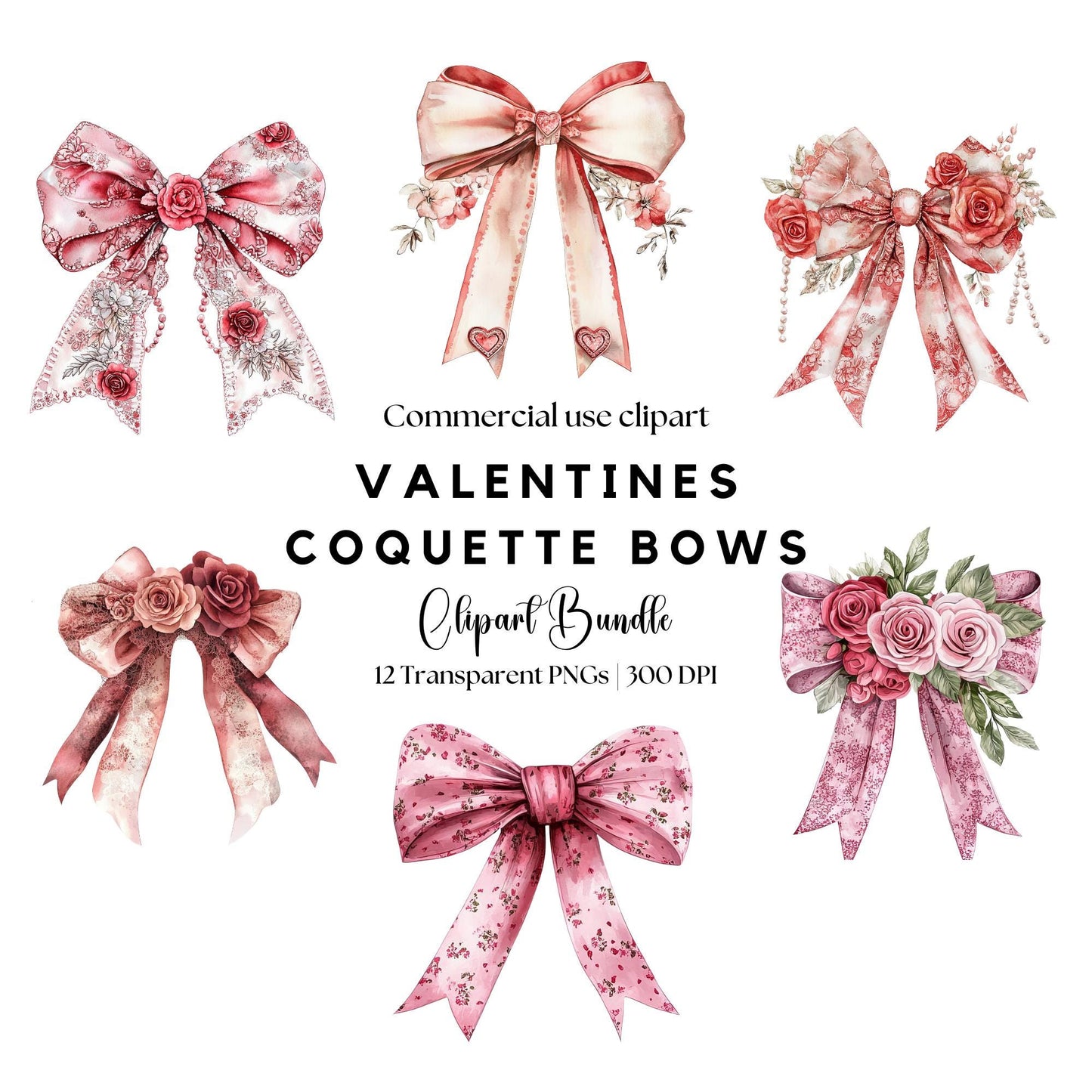 Vintage Coquette Valentines Bow Clipart