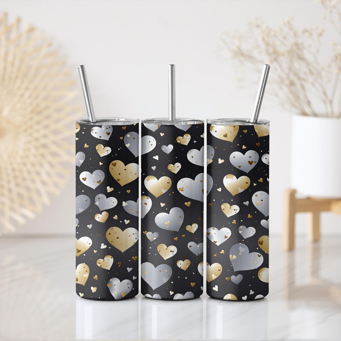 a couple of cups that are on a table