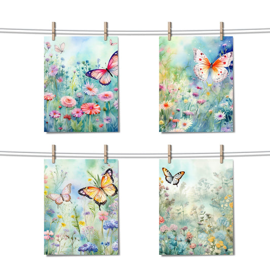 Watercolor Butterfly Meadow Digital Papers