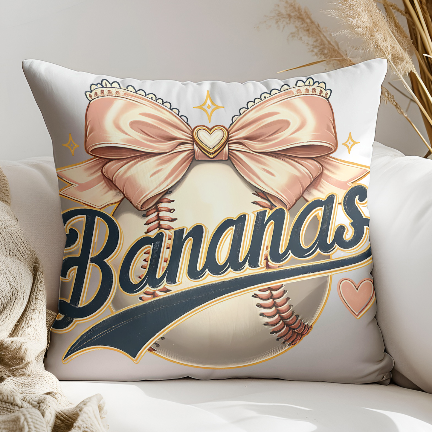 Bananas Baseball Coquette Bow PNG – Funny Mascot Sublimation Design