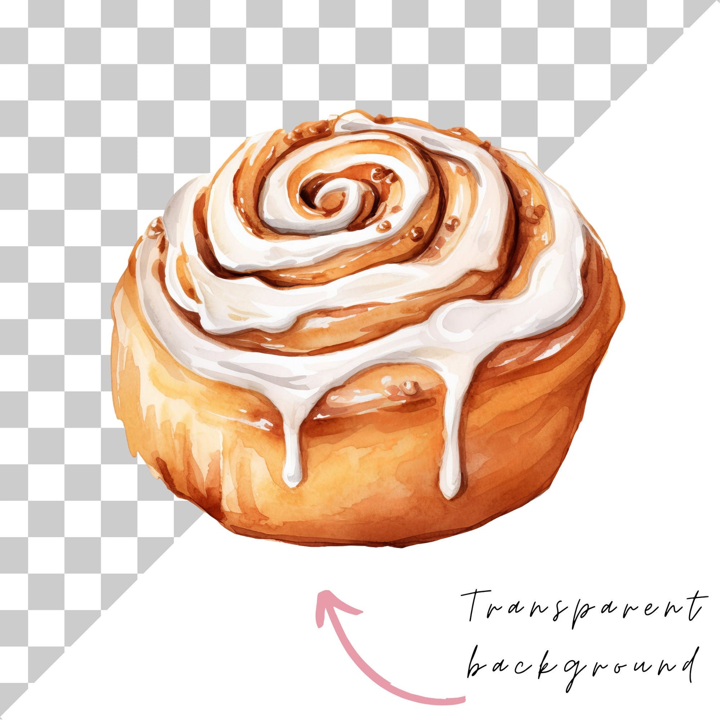 Watercolor Cinnamon Roll Clipart