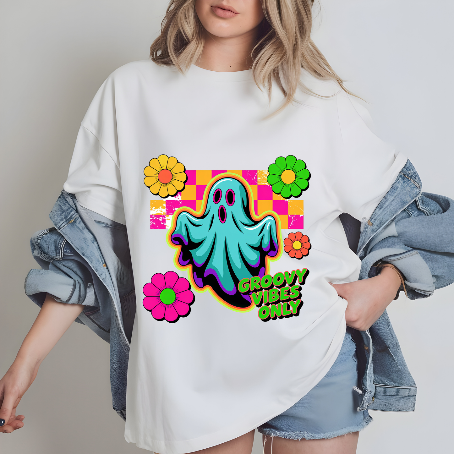 Trendy Neon Retro Ghost Halloween PNG | Cute Boujee Boo Design