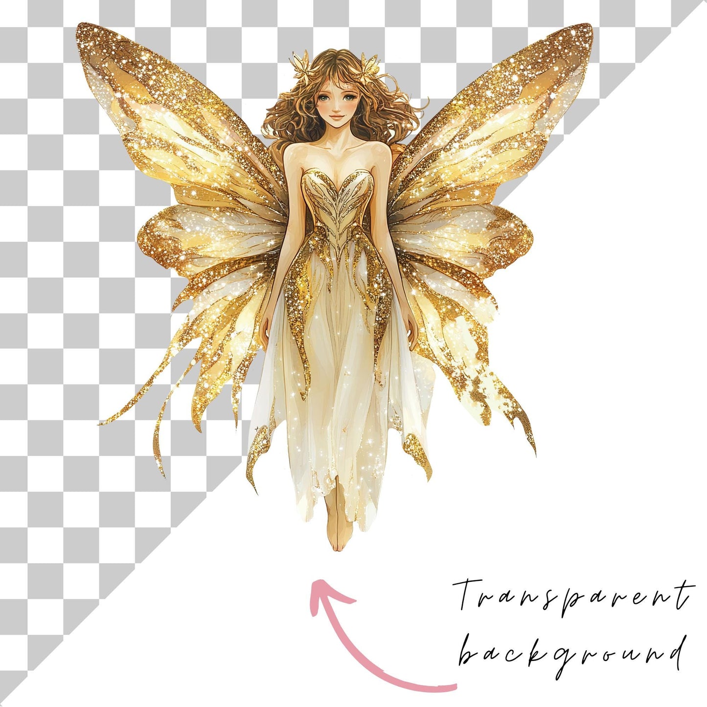 Fairies with Gold Wings Clipart