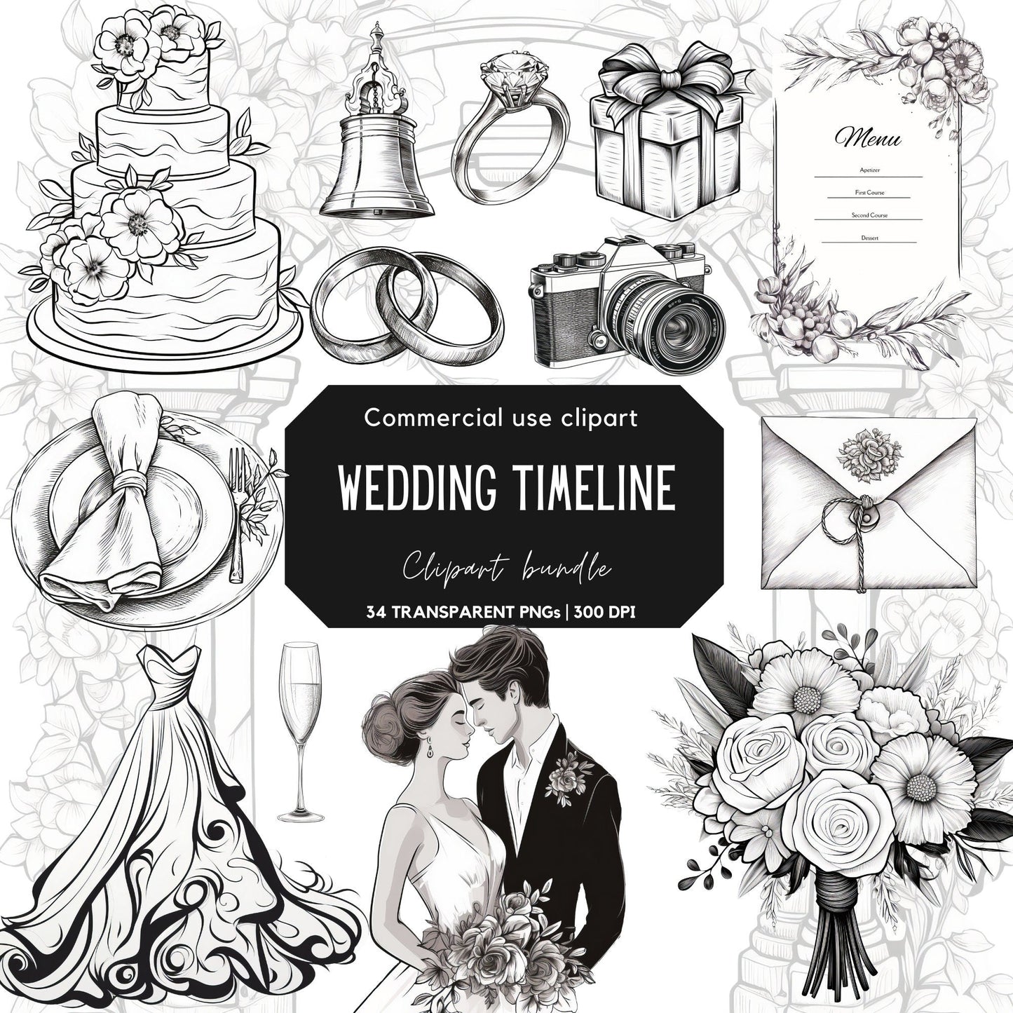 Wedding timeline clipart
