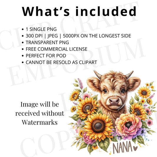 Nana Highland Cow PNG