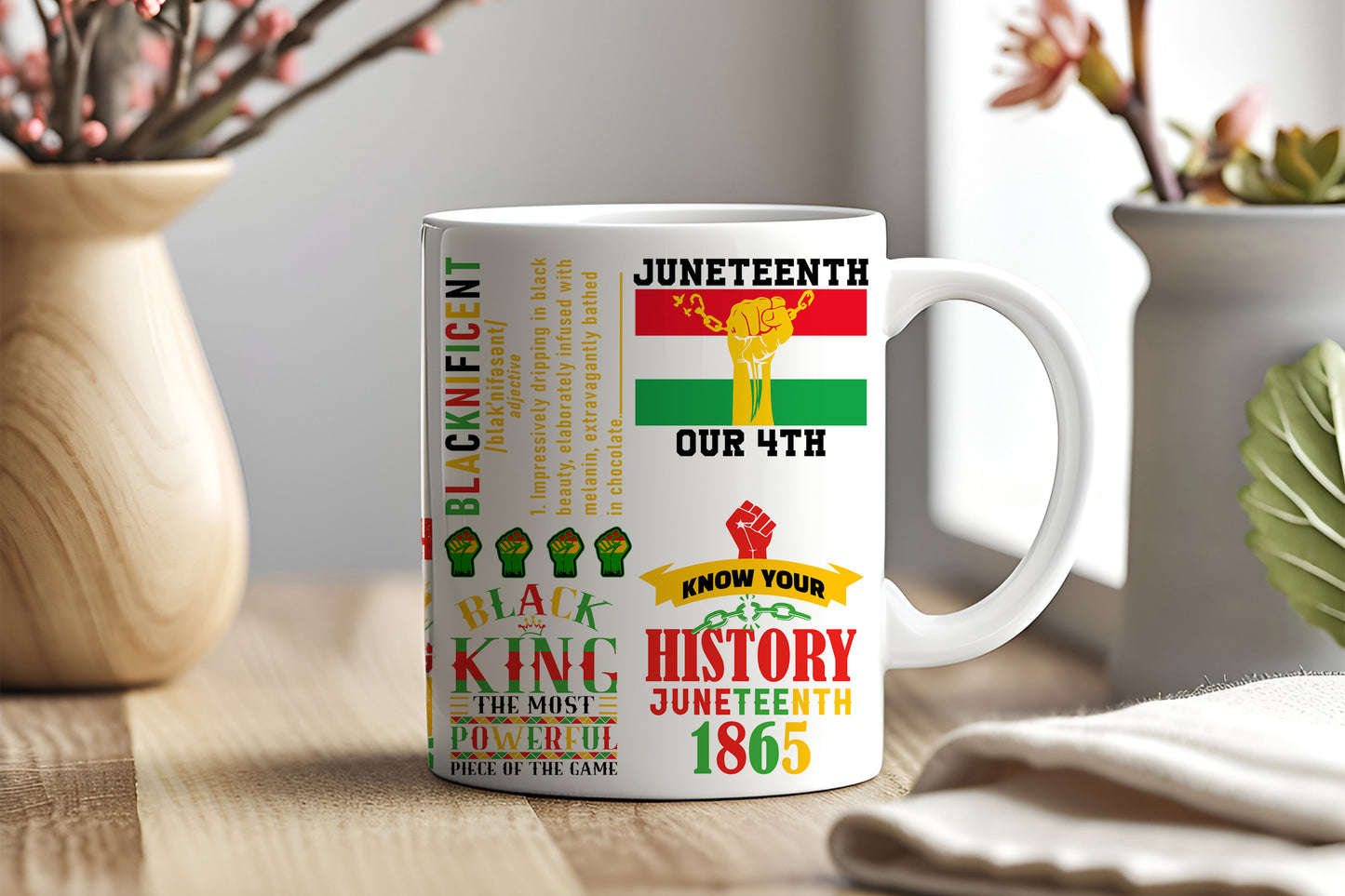 a coffee mug with the history of the united states on it