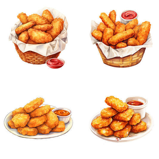 Watercolor Chicken Nuggets Clipart