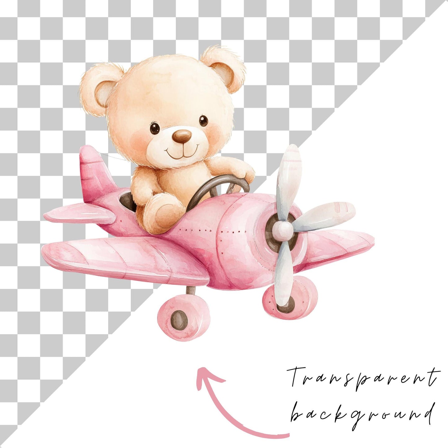 Pink Teddy Bear Fly Clipart