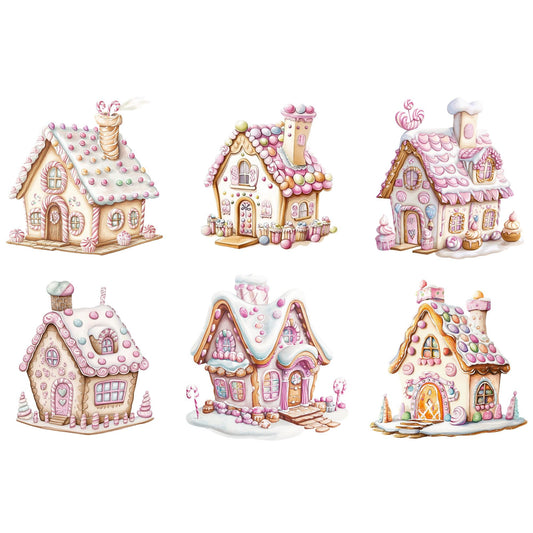 Watercolor Pastel Gingerbread house clipart