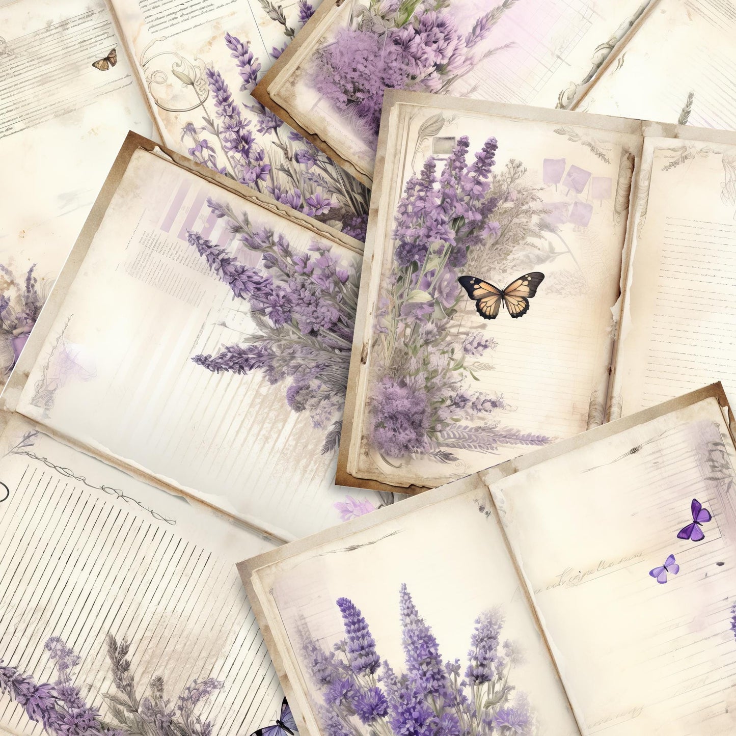 Lavender Junk Journal Pages