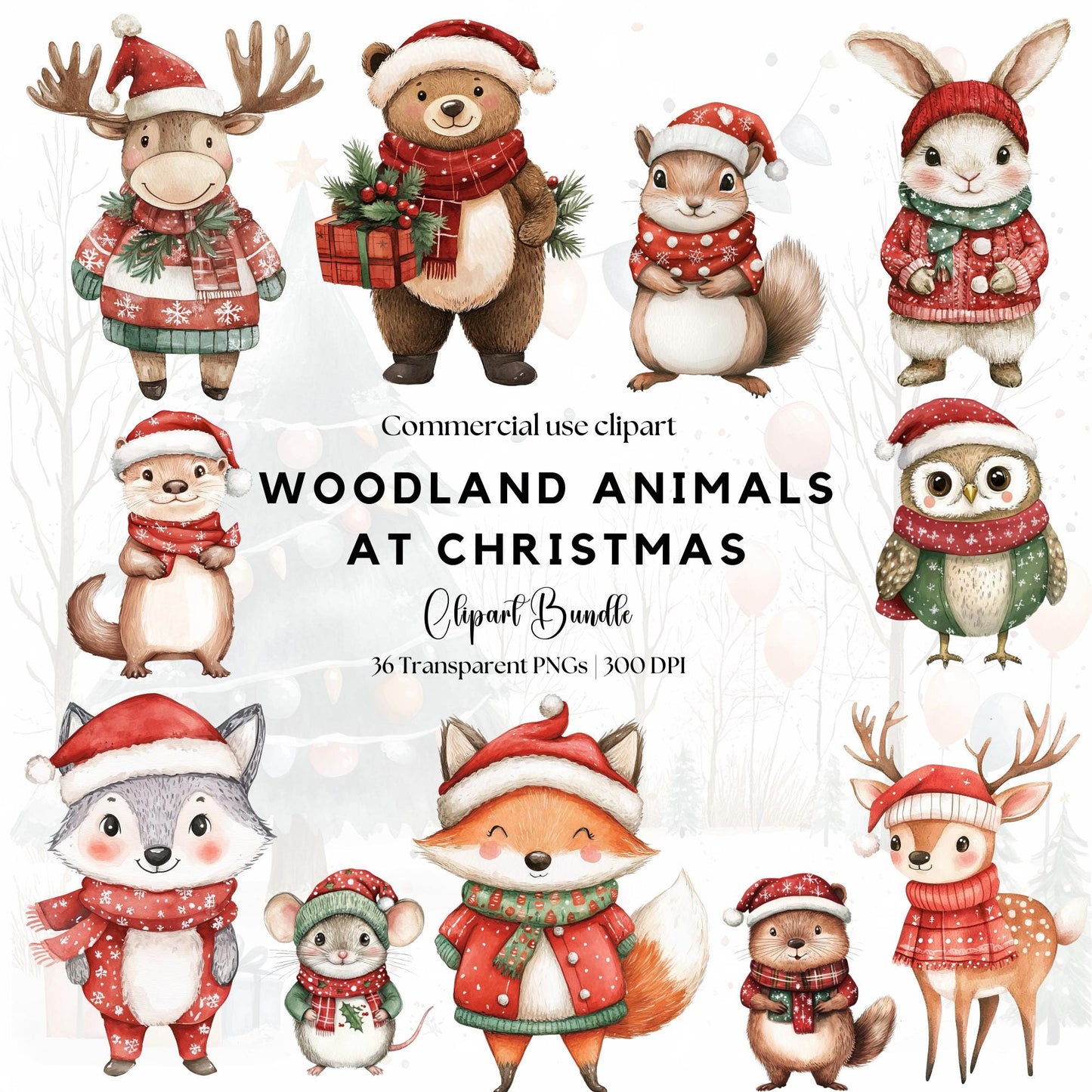 Christmas Woodland Animals Clipart