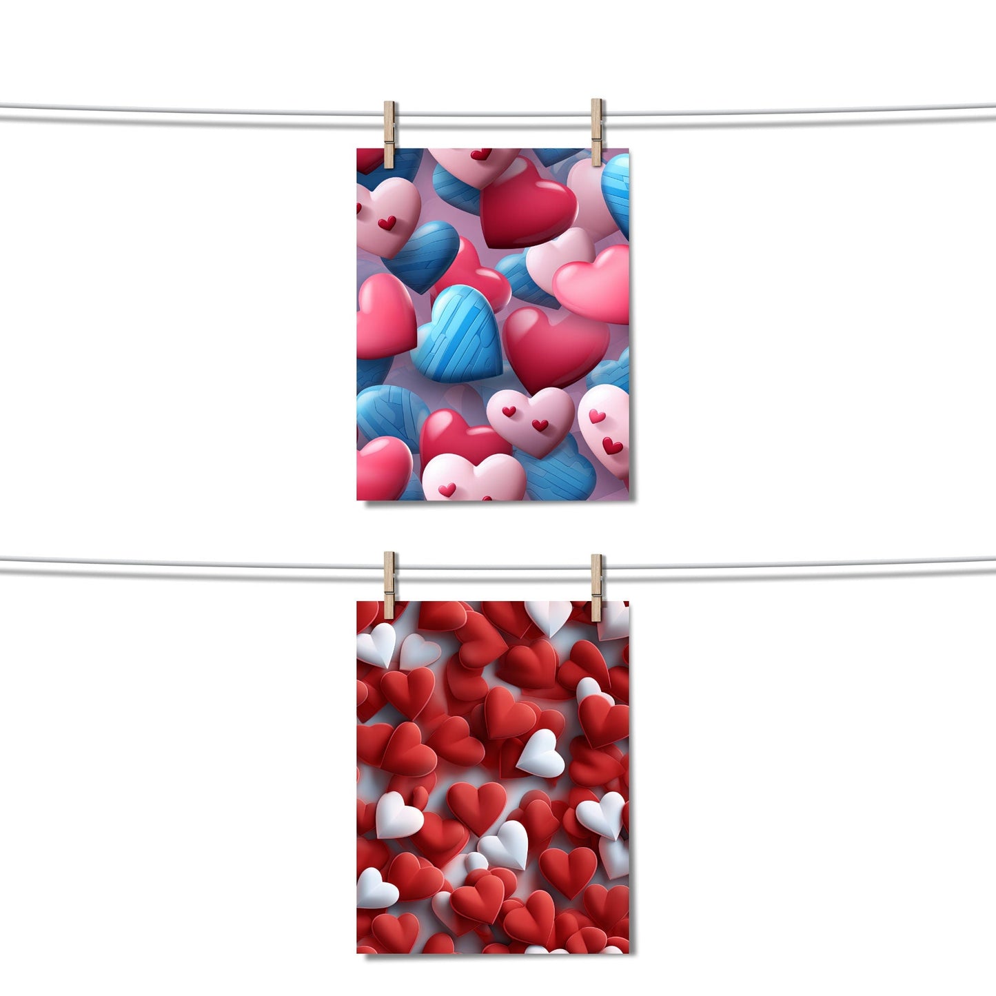 Patrón sin costuras de corazones 3D del Día de San Valentín