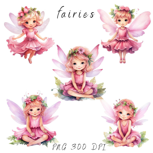 Clipart de jardín de hadas en acuarela