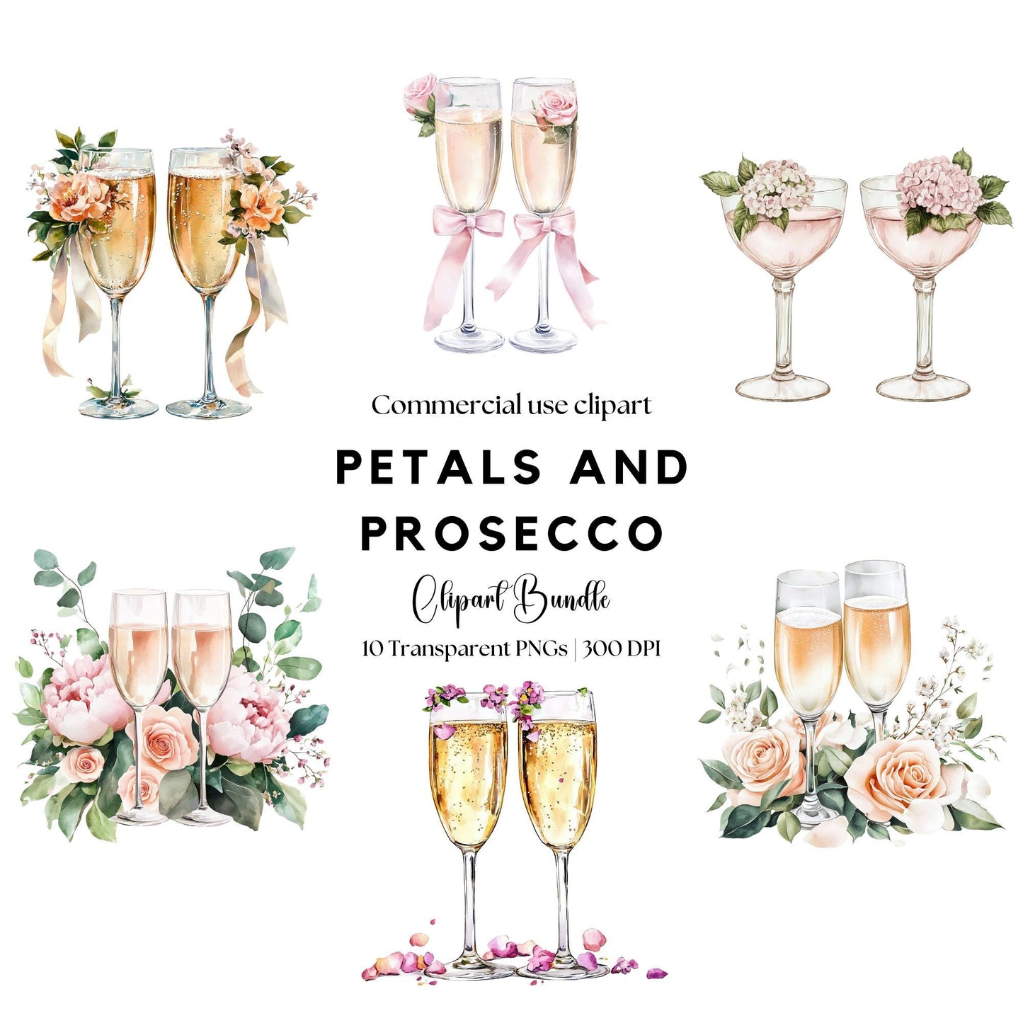 Petals and Prosecco Clipart