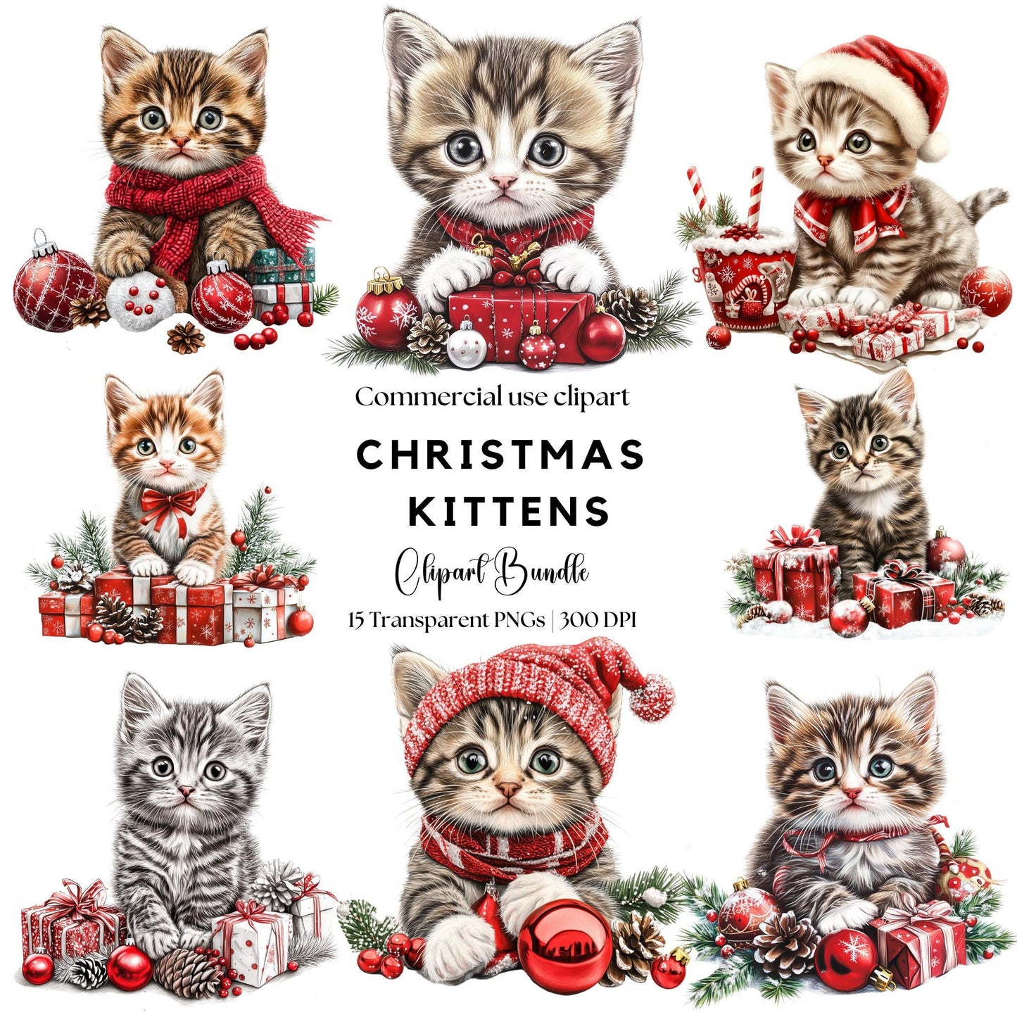 Christmas Kittens Clipart
