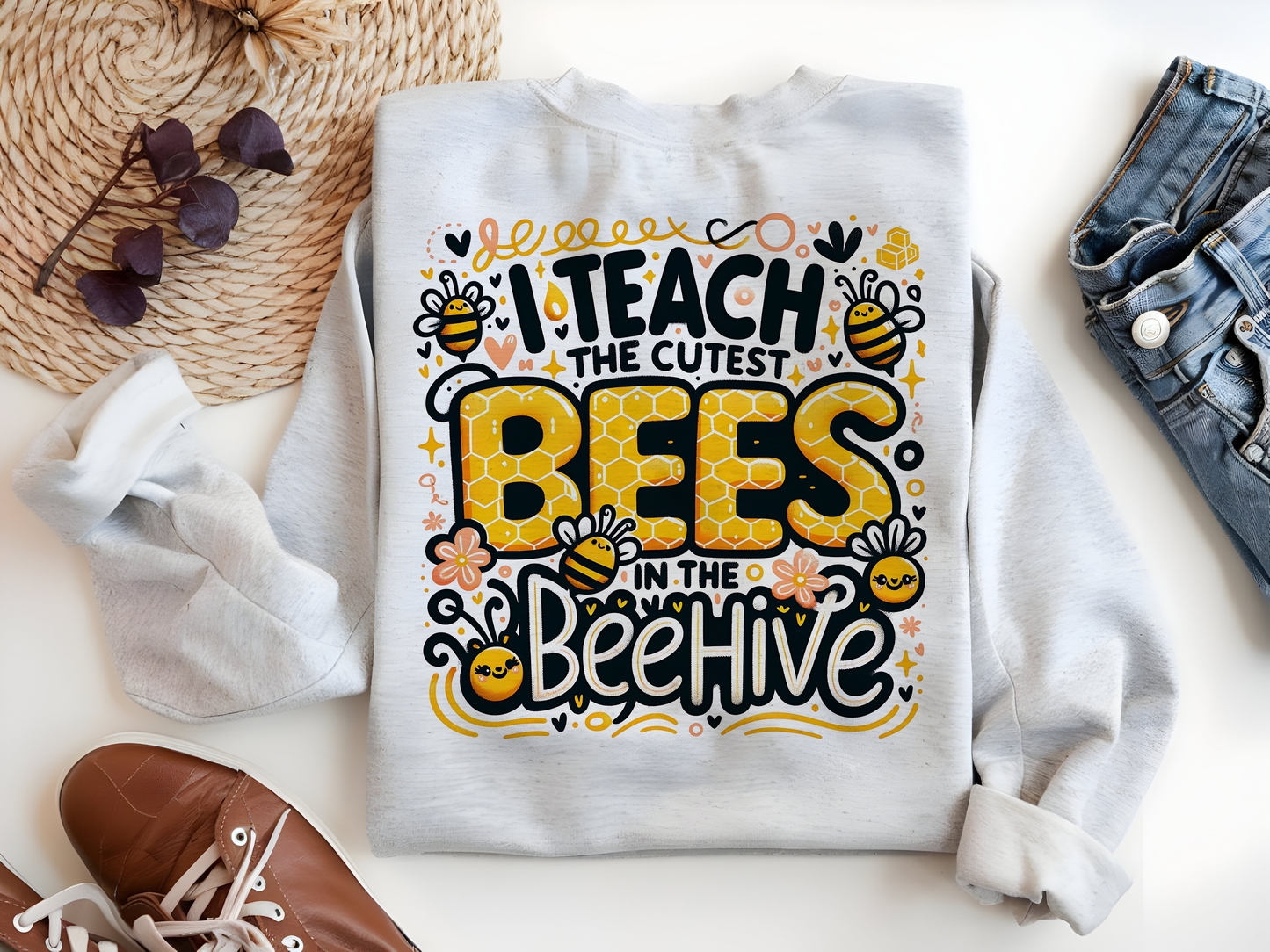 I Teach The Cutest Bees PNG – Back to School Teacher Sublimation Design