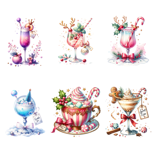 Christmas Cocktail Clipart PNG – Festive Holiday Drink Illustrations