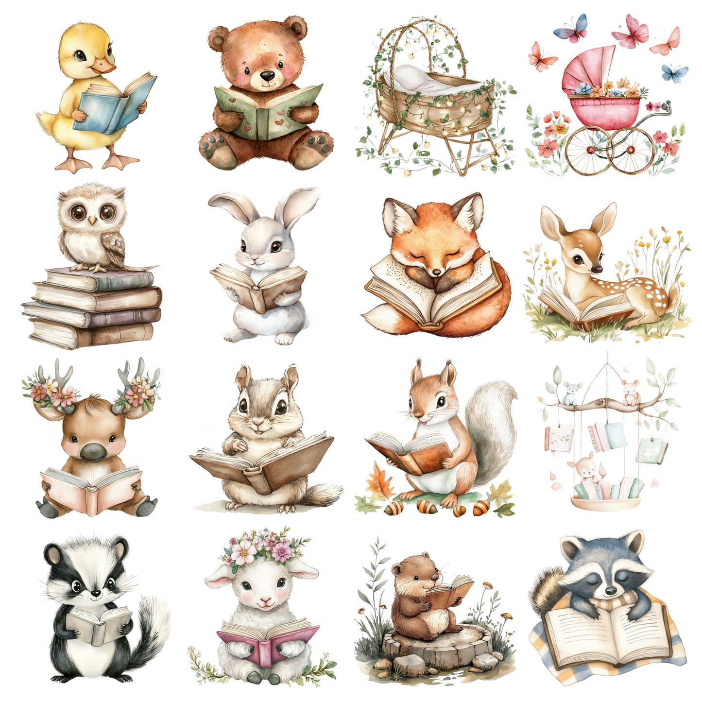 A New Chapter Baby Shower Clipart PNG | Watercolor Book Theme