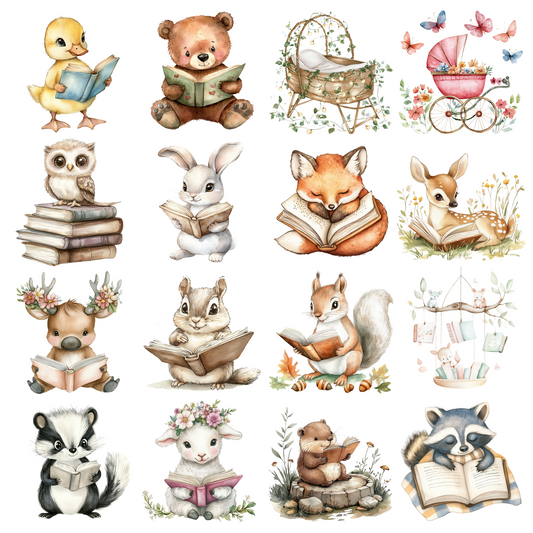 A New Chapter Baby Shower Clipart PNG | Watercolor Book Theme