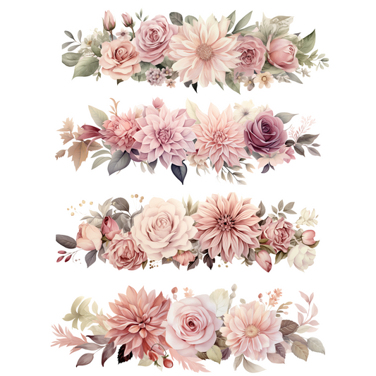 Dusty Rose and Sage Watercolor Clipart PNG