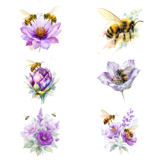 Bee Clipart Watercolor PNG Pack