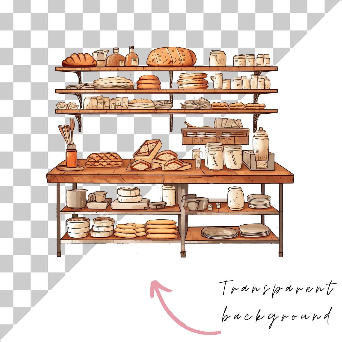 Watercolor Bakery Girl Clipart