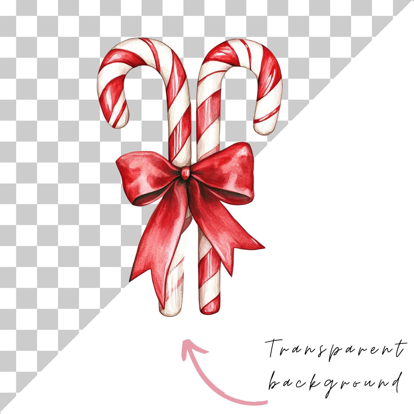Candy Cane with Bow Clipart