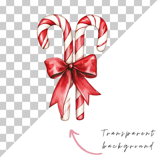 Candy Cane with Bow Clipart