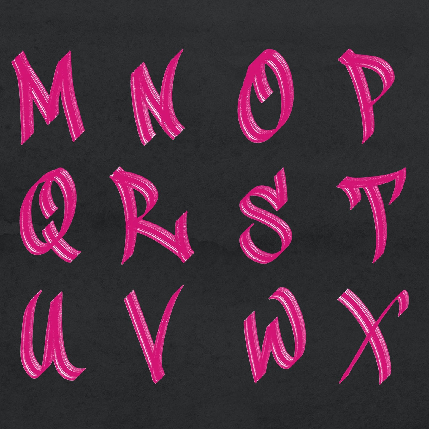 Hot Pink Graffiti Alphabet Clipart